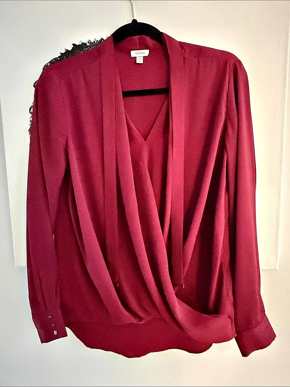 Tristan Draped Blouse in Burgundy Size Small Like New